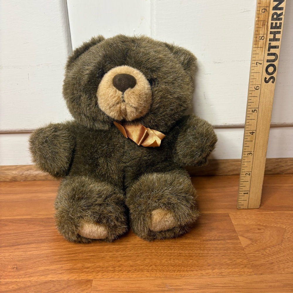 Vintage 80s Playful Pals Brown Fuzzy Bear Stuffed Animal Plush